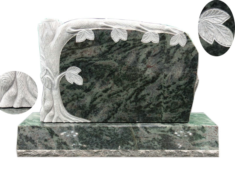 Olive Green Granite Tree Headstone Designs
