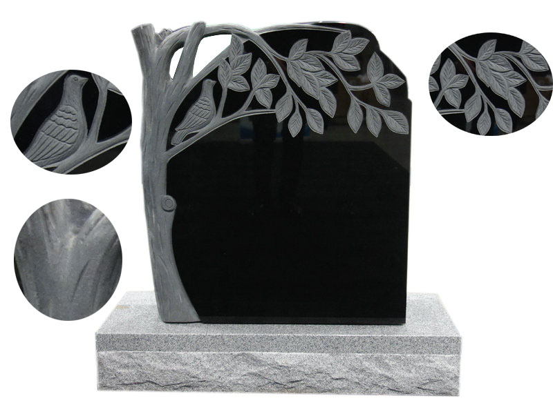 Carved Dove Family Headstones With Tree Design