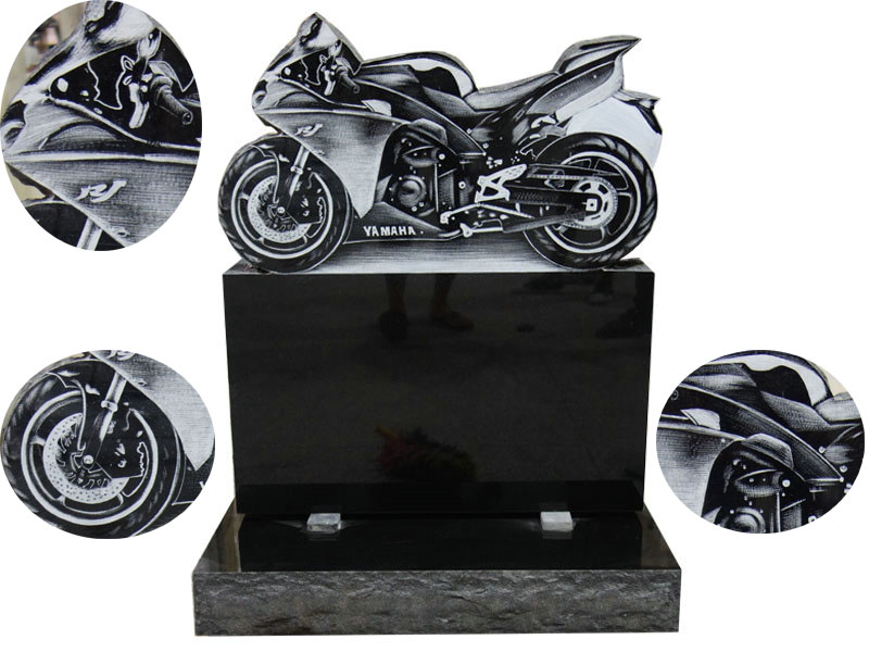 Customize Style Motorcycle Headstones With Black Granite