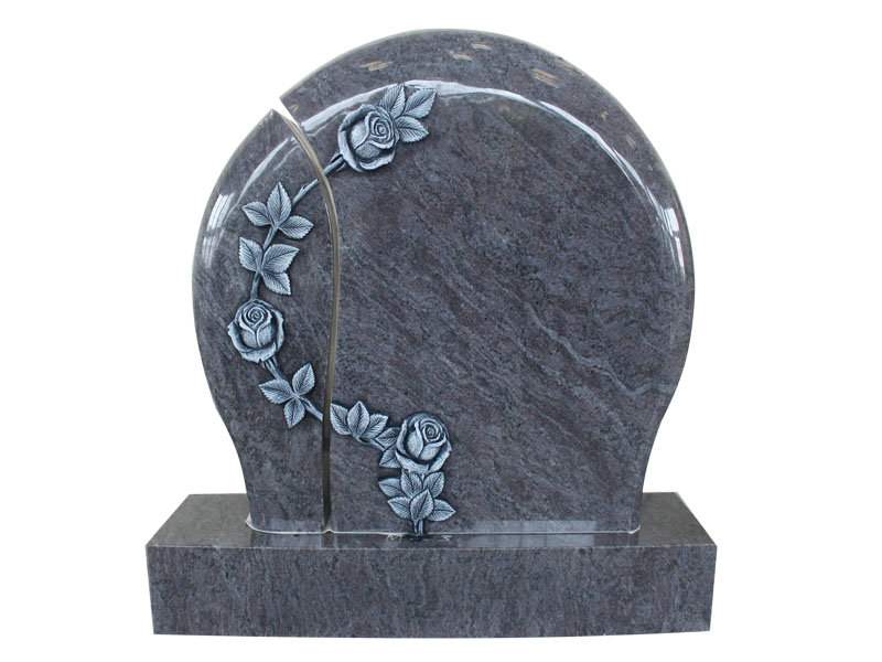 Blue Granite Rose Headstone Designs
