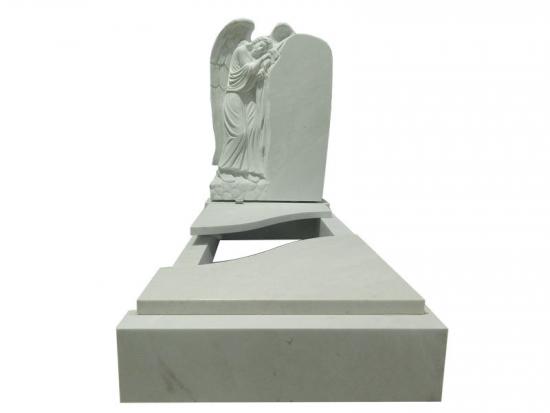 White Marble Weeping Angel Tombstone Design